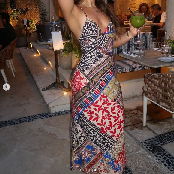 Zara Patchwork Print Midi Dress NWT Size Small - Picture 3 of 11